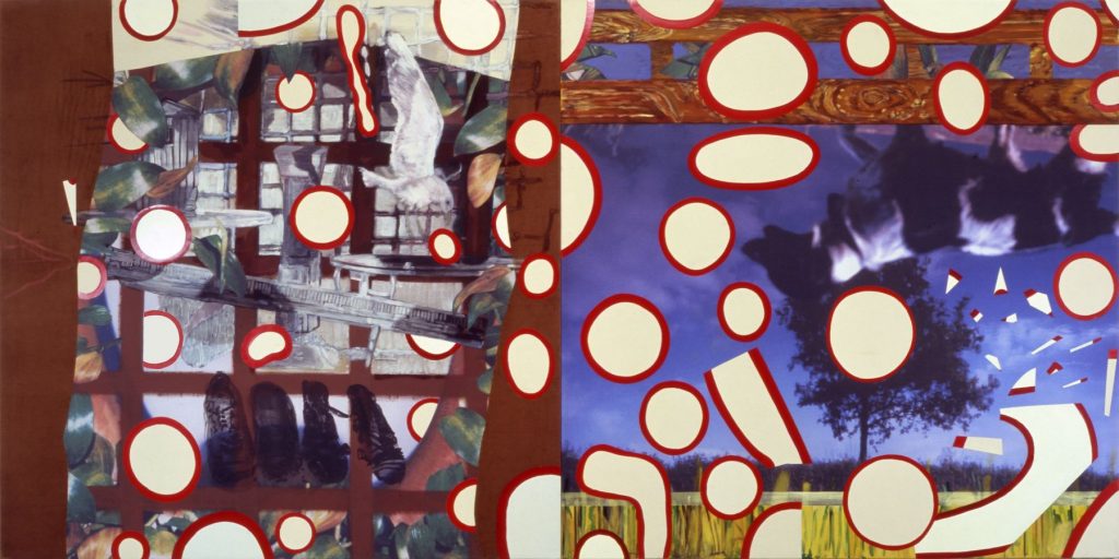 12. Flipping in the Betuwe, 2004, acrylic/tempera/oil/collage/corduroy/canvas, 200 x 400 cm