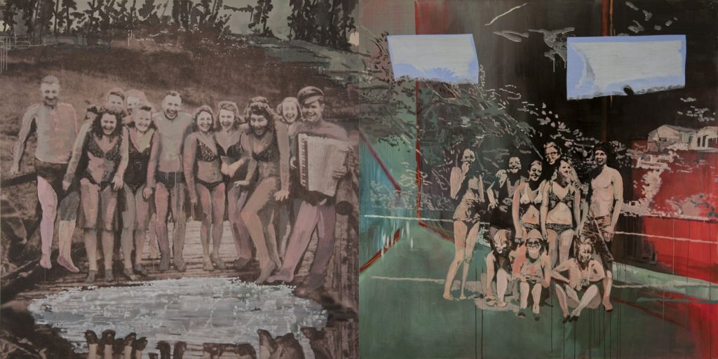 17. A Day off in the Country, 2009-2010, acrylic/tempera/print/canvas, 200 x 400 cm