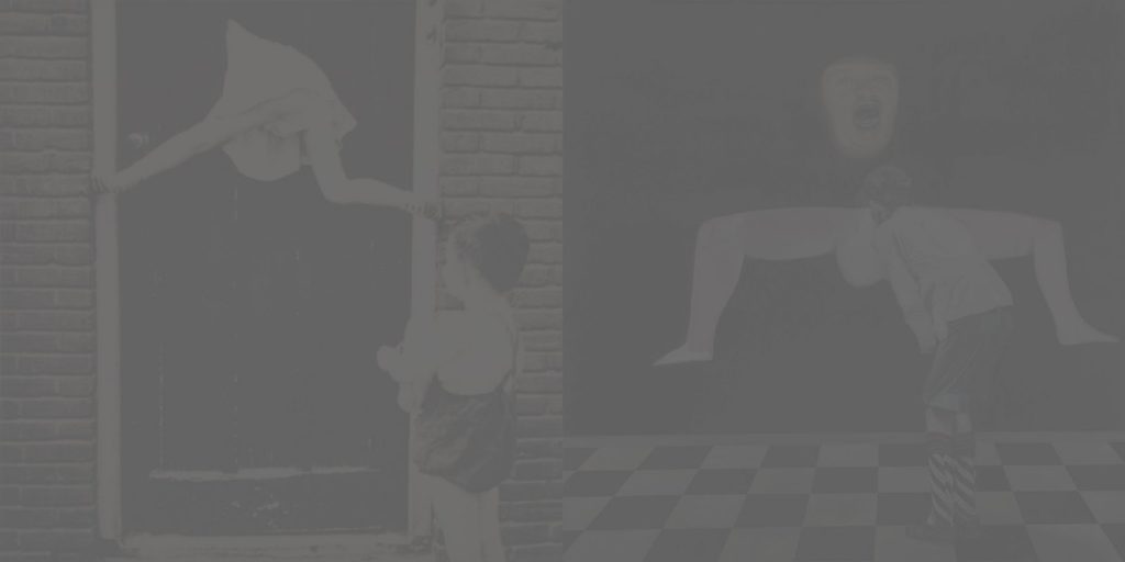 23. Neighbors, 1997, acryli/oil/print/canvas, 200x400cm, (grey)