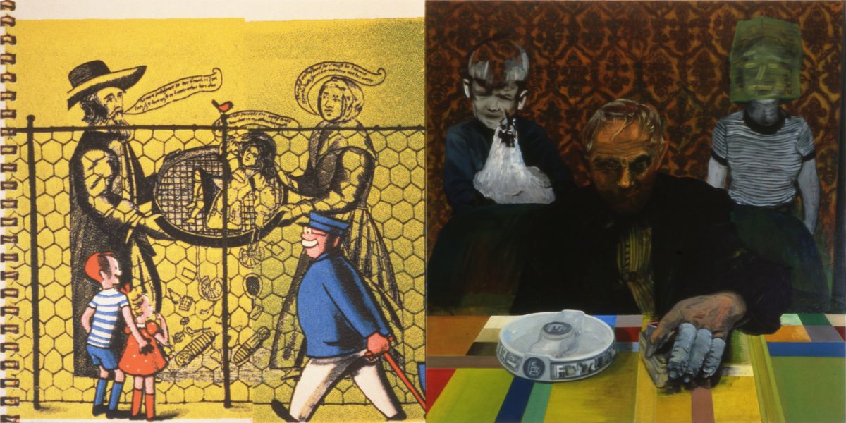 2. Familiar, 1997, acrylic/tempera/oil/print/canvas, 200 x 400 cm