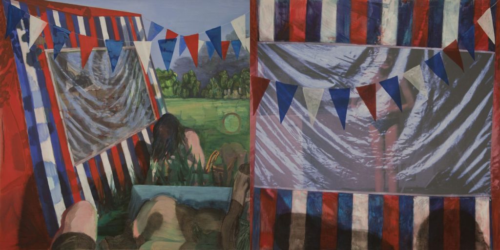 30. Camping B. 2006-2009, acrylic/oil/print/canvas, 200 x 400 cm